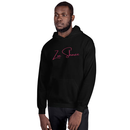 Zoe Sharee Embroidered Unisex Hoodie Pink