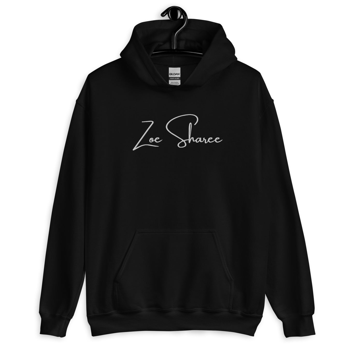 Zoe Signature Embroidered Unisex Hoodie White Stitching