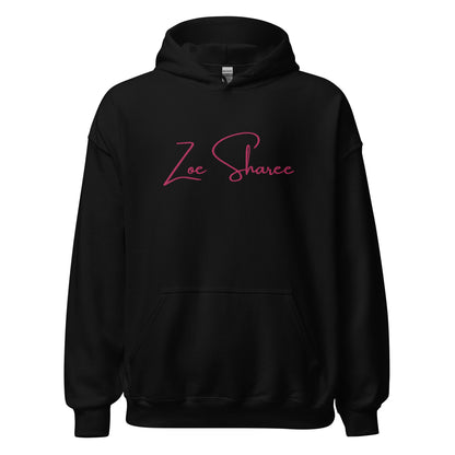 Zoe Sharee Embroidered Unisex Hoodie Pink