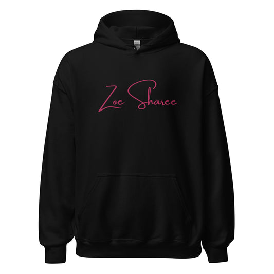 Zoe Sharee Embroidered Unisex Hoodie Pink