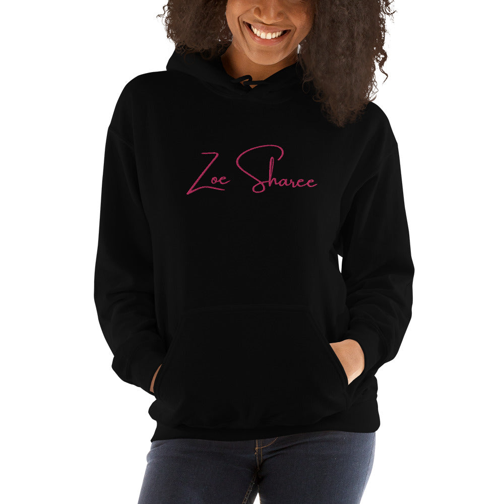 Zoe Sharee Embroidered Unisex Hoodie Pink