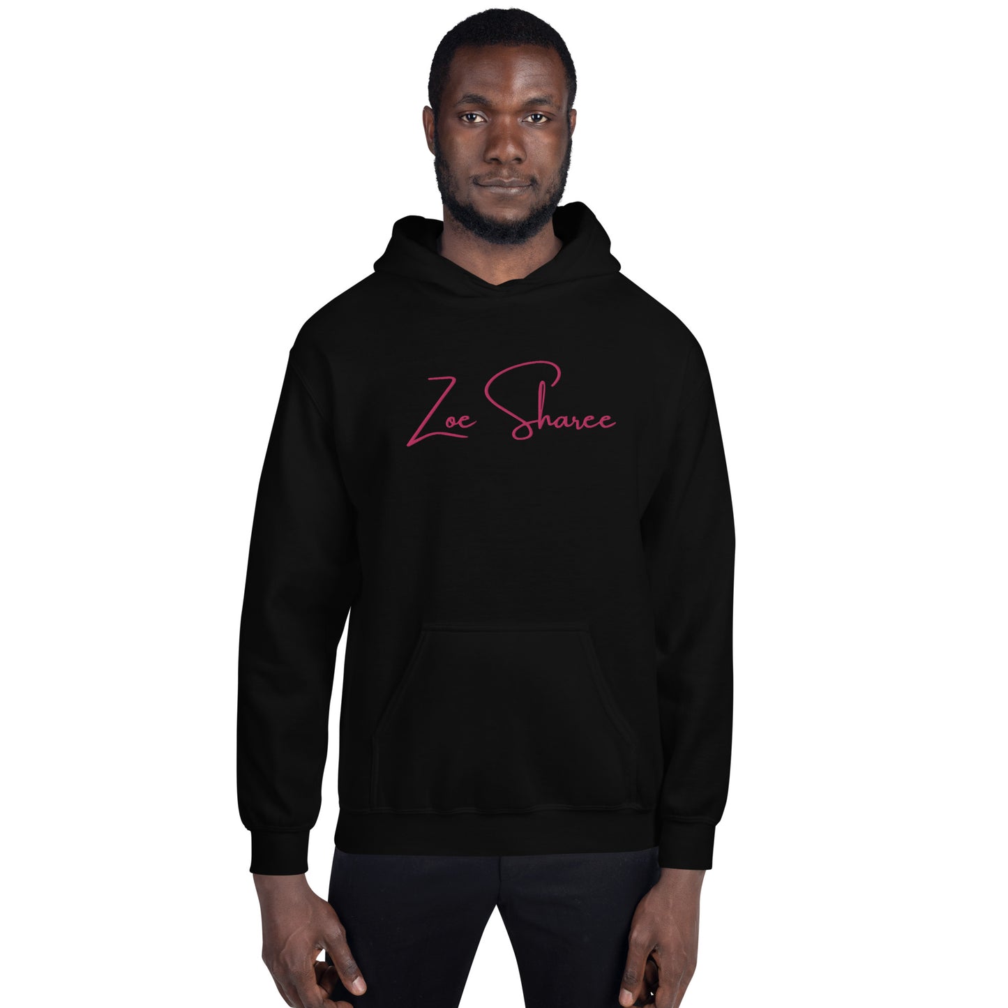 Zoe Sharee Embroidered Unisex Hoodie Pink